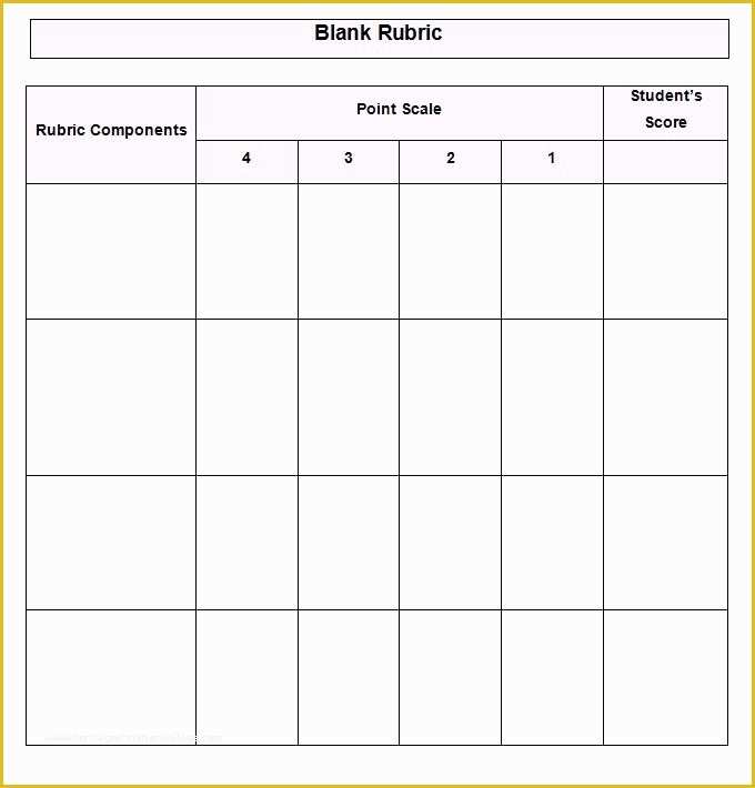 Free Rubric Template Of Blank Grading & Project Rubric Template Word Doc