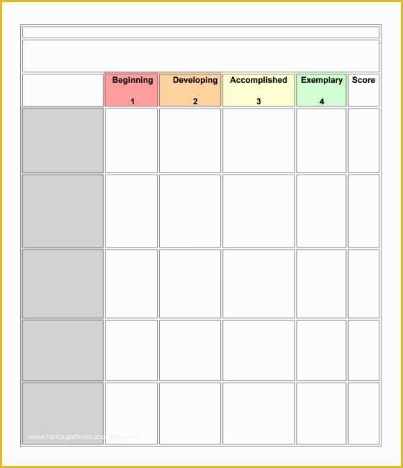 Free Rubric Template Of Blank Rubric Template 7 Download Free Documents In Pdf