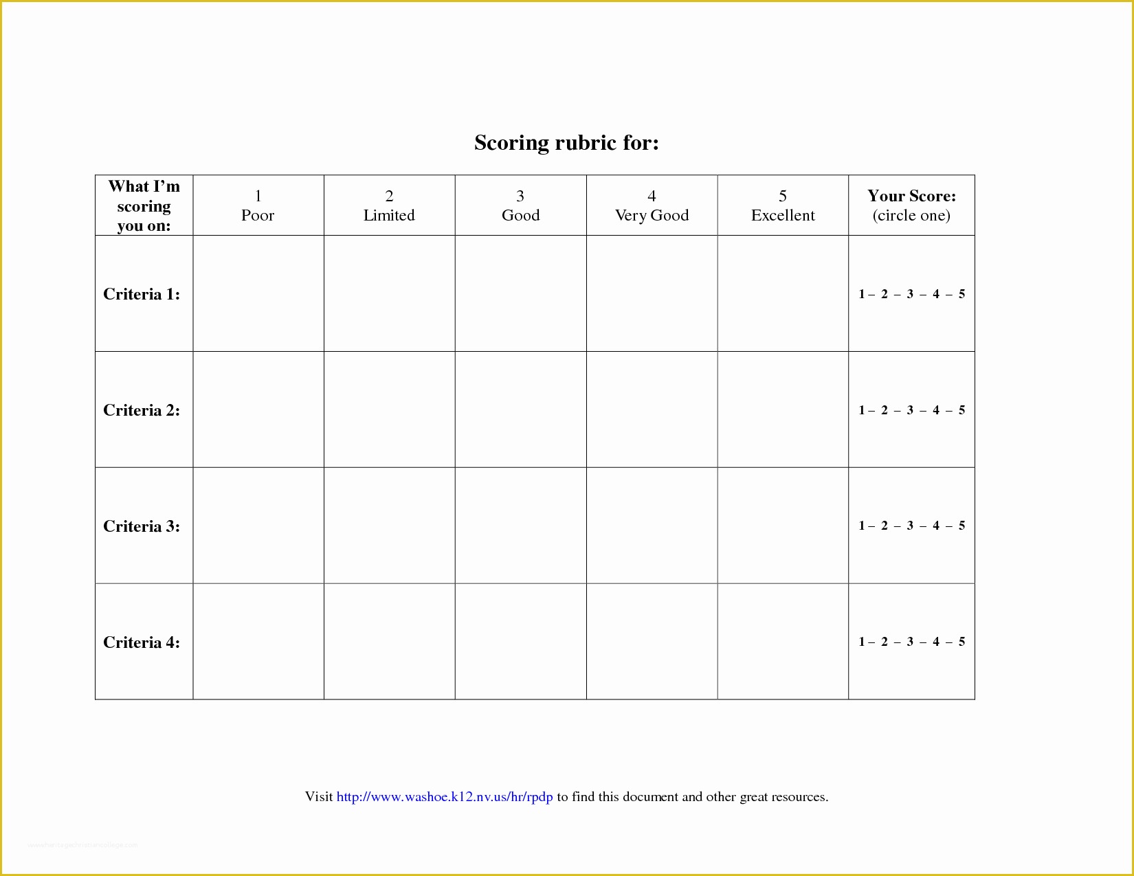 Free Rubric Template Of Blank Rubric Template Point Rubric Worksheet