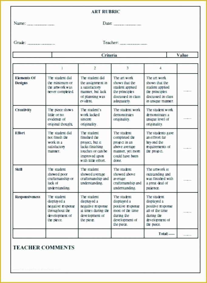 Free Rubric Template Of Free Rubric Template