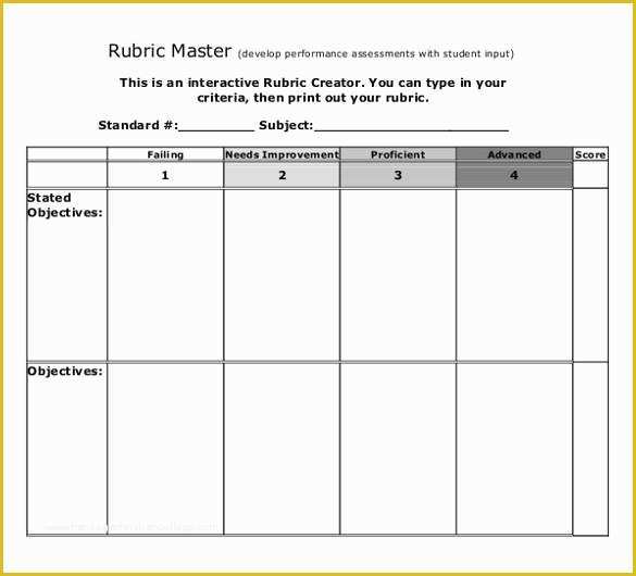 Free Rubric Template Of Rubric Template 47 Free Word Excel Pdf format