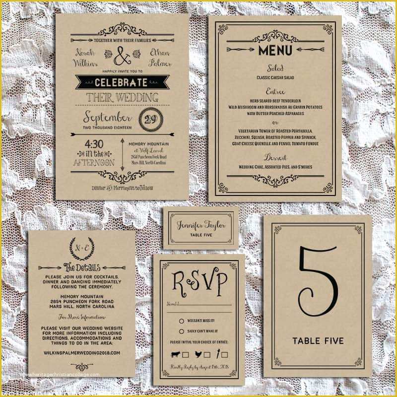 Free Rustic Wedding Invitation Printable Templates Of Black Rustic Vintage Diy Wedding Invitation Set