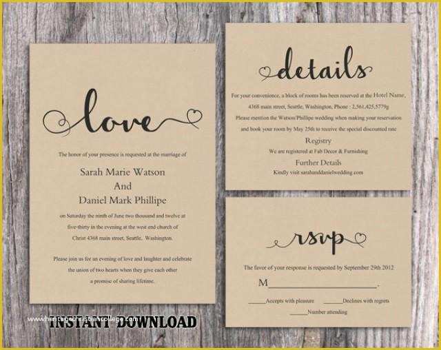 Free Rustic Wedding Invitation Printable Templates Of Diy Burlap Wedding Invitation Template Set Editable Word