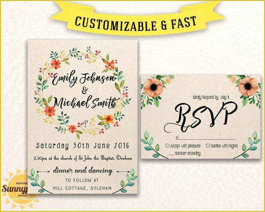 Free Rustic Wedding Invitation Printable Templates Of Printable Wedding Invitation Template Download Floral