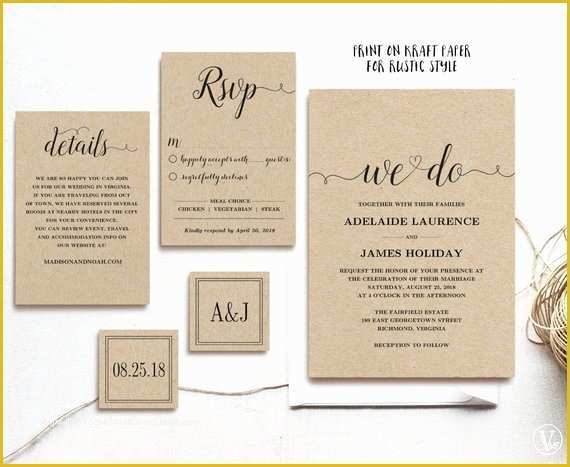 Free Rustic Wedding Invitation Printable Templates Of Rustic Wedding Invitation Template 5 Piece by Vinewedding