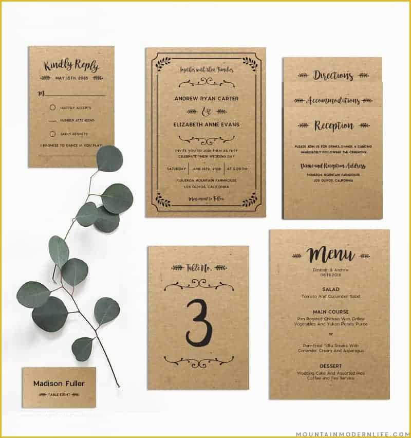 Free Rustic Wedding Invitation Printable Templates Of Whimsical Rustic Diy Wedding Invitation Set