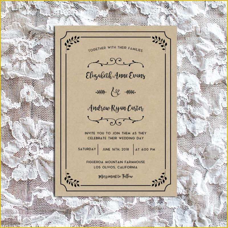 Free Rustic Wedding Invitation Printable Templates Of Whimsical Rustic Diy Wedding Invitation Set
