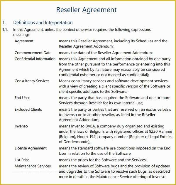 Free Saas Agreement Template Of 8 Sample Free Reseller Agreement Templates to Download