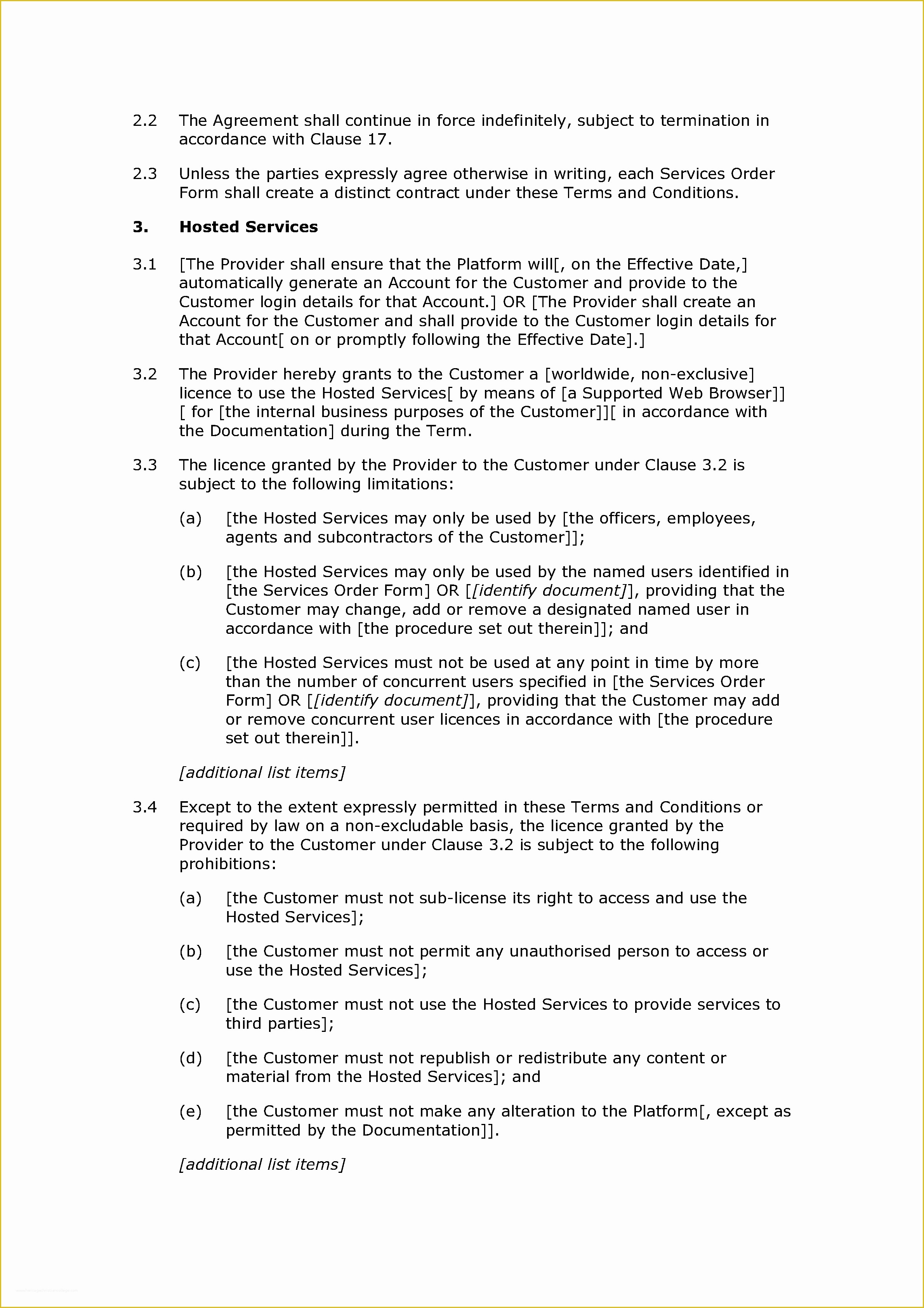 Free Saas Agreement Template Of Contract Saas Contract Template