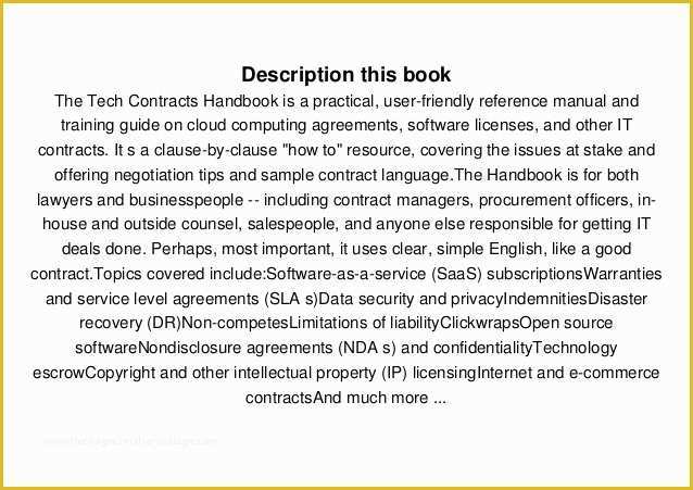 Free Saas Agreement Template Of Download the Tech Contracts Handbook Cloud Puting