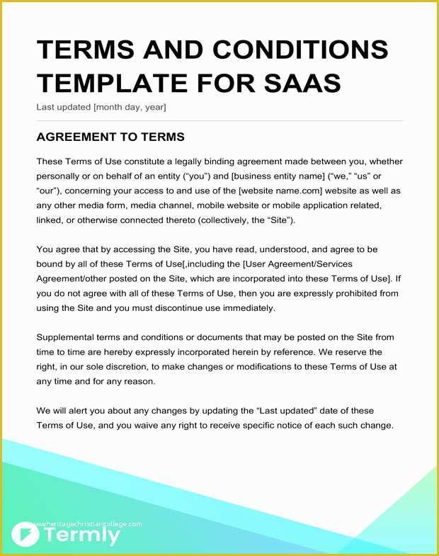 Free Saas Agreement Template Of Free Terms & Conditions Templates