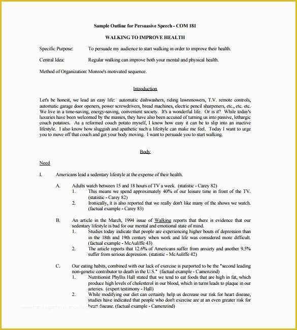 Free Saas Agreement Template Of Persuasive Speech Outline Template Templates Data