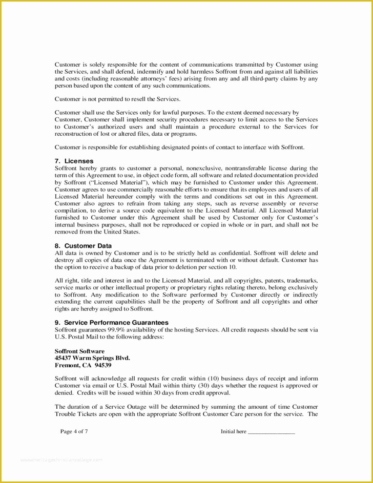 Free Saas Agreement Template Of Saas Agreement soffront software Free Download