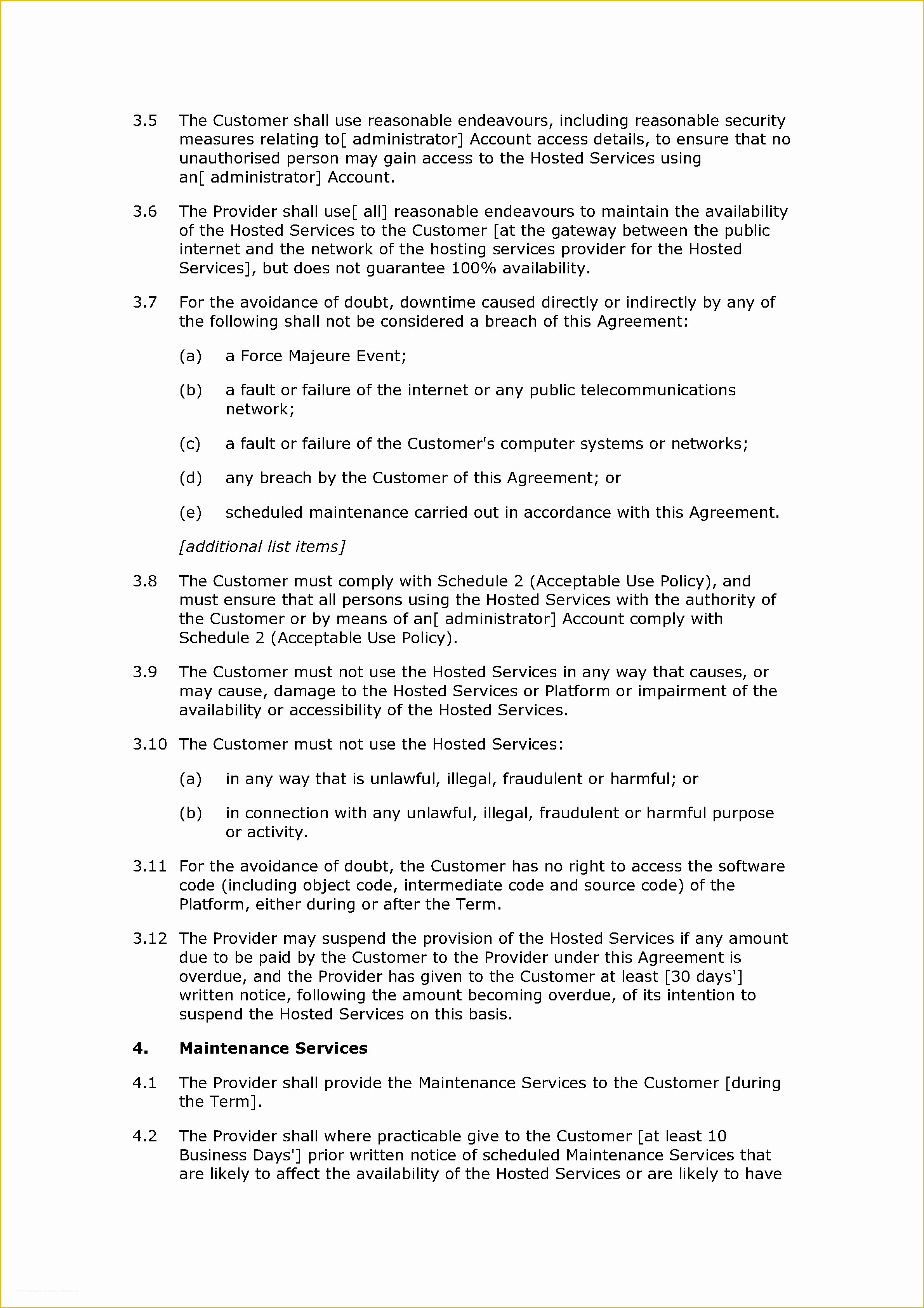 Free Saas Agreement Template Of Saas Agreement Standard Template – Doc