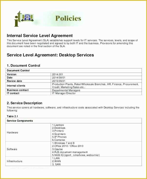 Free Saas Agreement Template Of Service Level Template