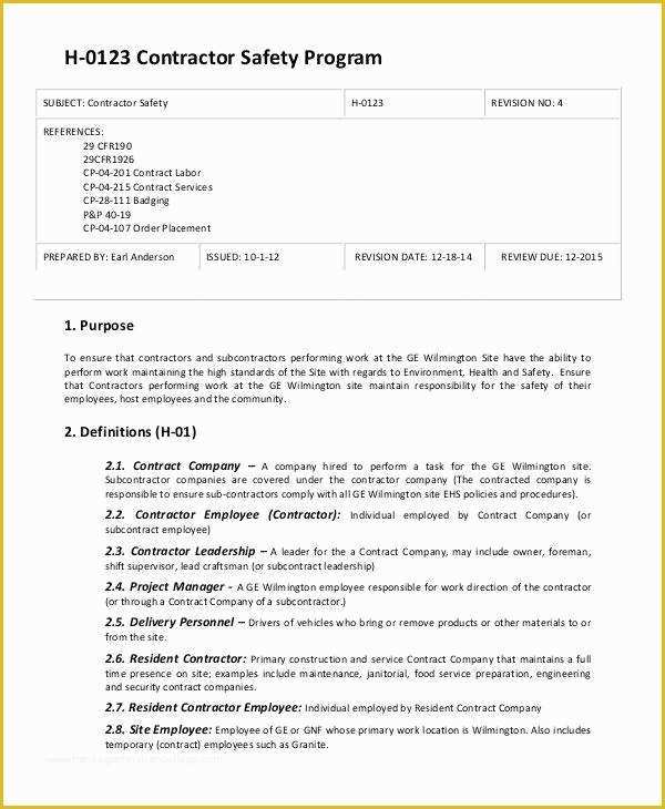 Free Safety Program Template Of 8 Safety Program Samples – Free Sample Example format