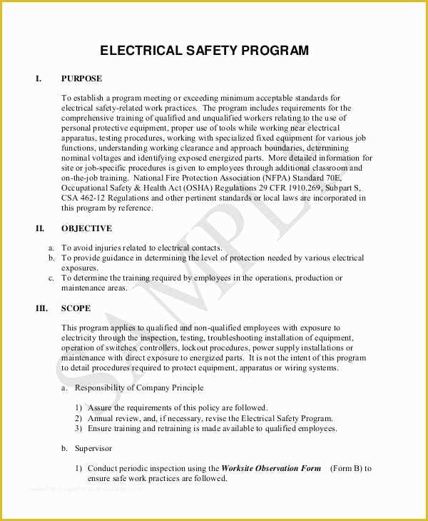 Free Safety Program Template Of 8 Safety Program Samples – Free Sample Example format