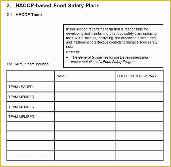 Free Safety Program Template Of Haccp Plan Template 6 Free Word Pdf Documents Download