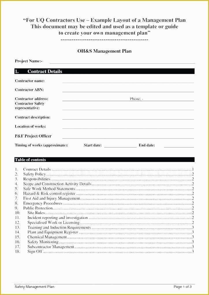 Free Safety Program Template Of Health and Safety Templates Free Construction Phase Plan