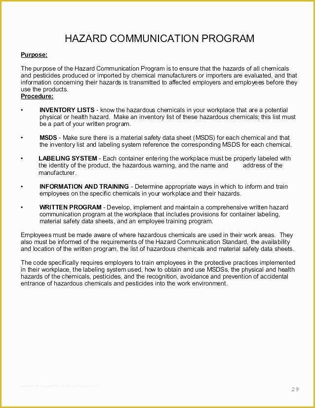 Free Safety Program Template Of Osha Health and Safety Plan Template Safety Plan Template