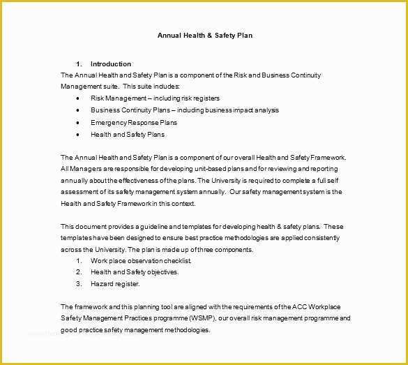 Free Safety Program Template Of Safety Management Plan Template Free Annual Health Word