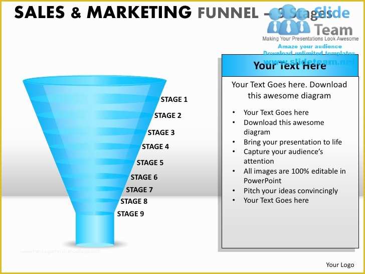 Free Sales Funnel Template Powerpoint Of Sales and Marketing Funnel 9 Stages Powerpoint