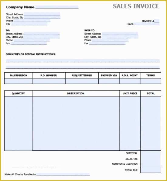 Free Sales Invoice Template Word Of Free Sales Invoice Template Excel Pdf