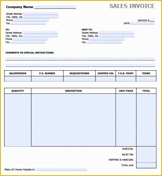 Free Sales Invoice Template Word Of Free Sales Invoice Template Excel Pdf
