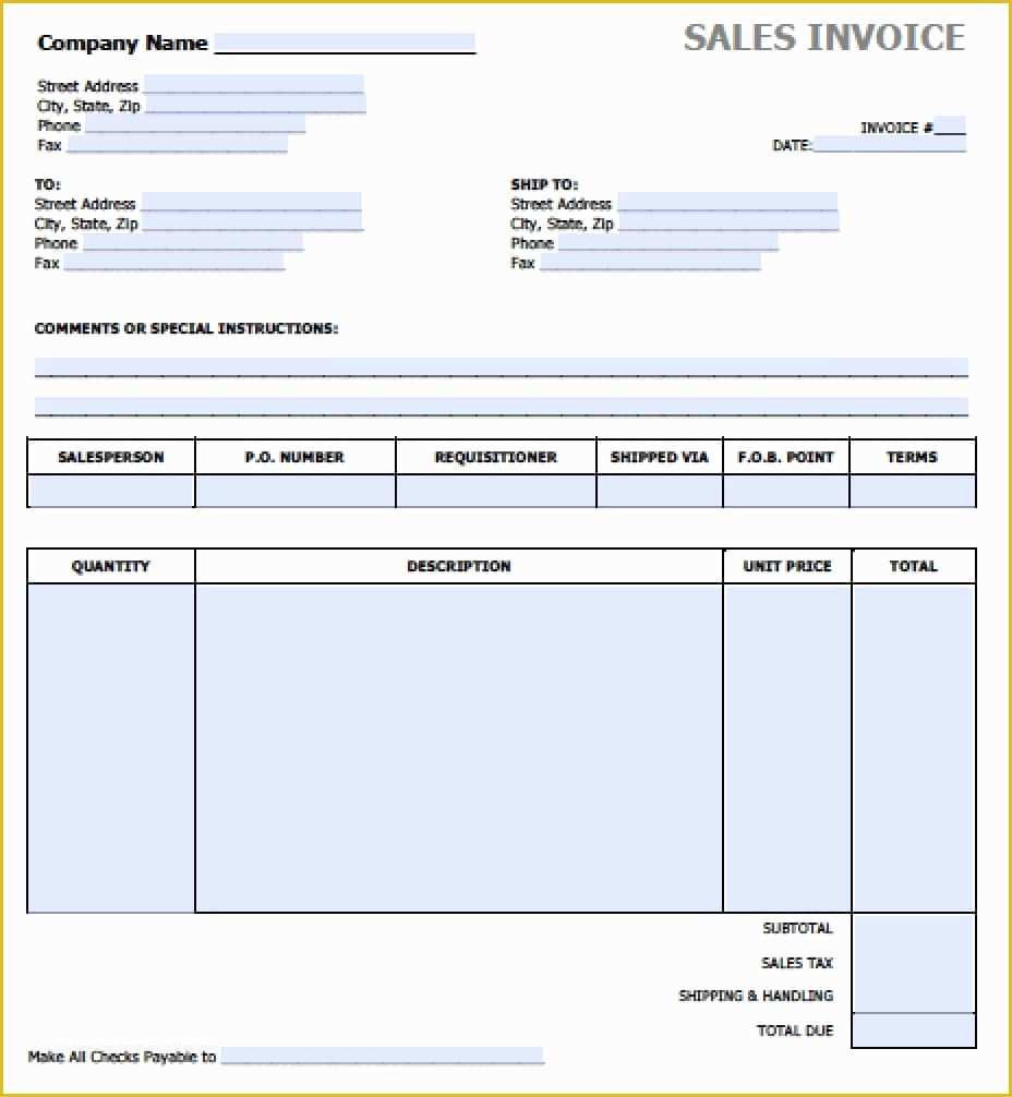 Free Sales Invoice Template Word Of Free Sales Invoice Template Excel Pdf