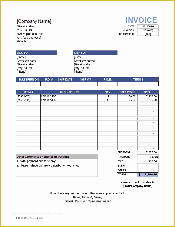 Free Sales Invoice Template Word Of Sales Invoice Template for Excel