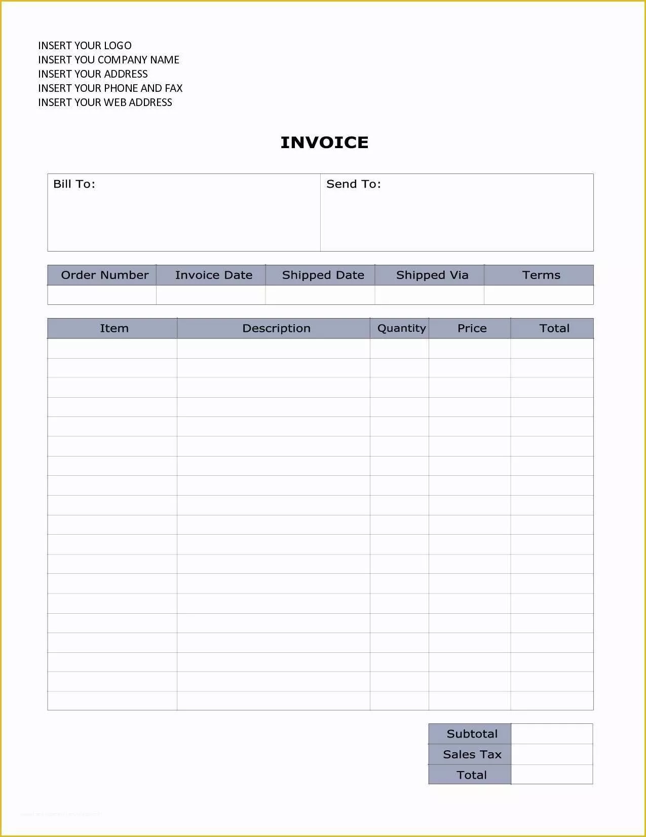 Free Sales Invoice Template Word Of Sales Invoice Template Word Invoice Template Ideas