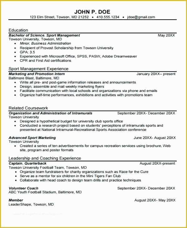 Free Sales Manager Resume Templates Of 14 Intership Resume