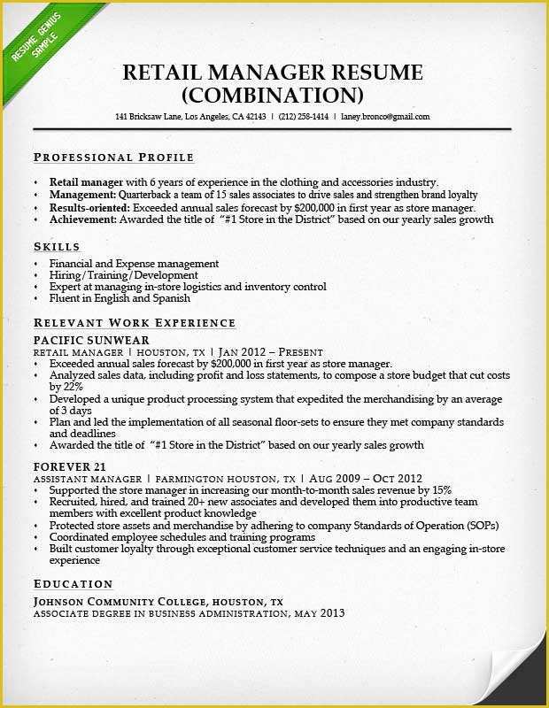 Free Sales Manager Resume Templates Of Retail Sales associate Resume Sample &amp; Writing Guide