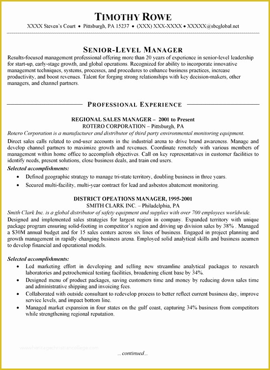 Free Sales Manager Resume Templates Of Sales Manager Resume Example