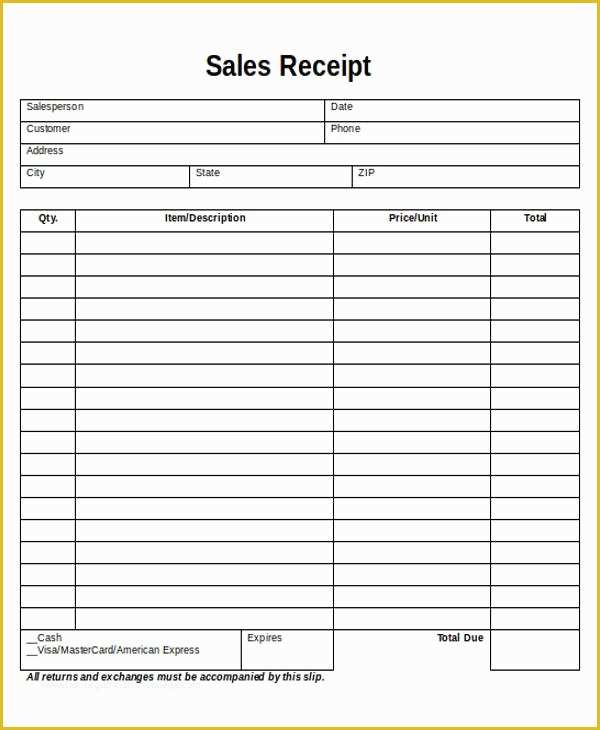 Free Sales Receipt Template Pdf Of Printable Sales Receipt Sample 7 Examples In Word Pdf