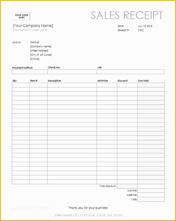 Free Sales Receipt Template Pdf Of Sales Receipt Template