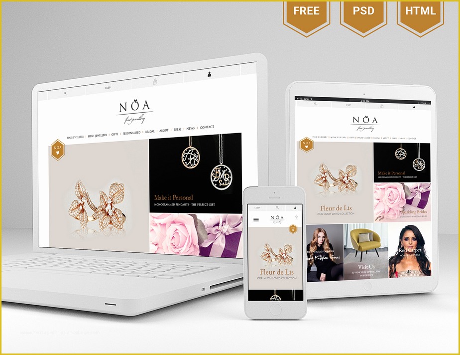 Free Sales Website Template Of Noa Jewelry Sales Website Template