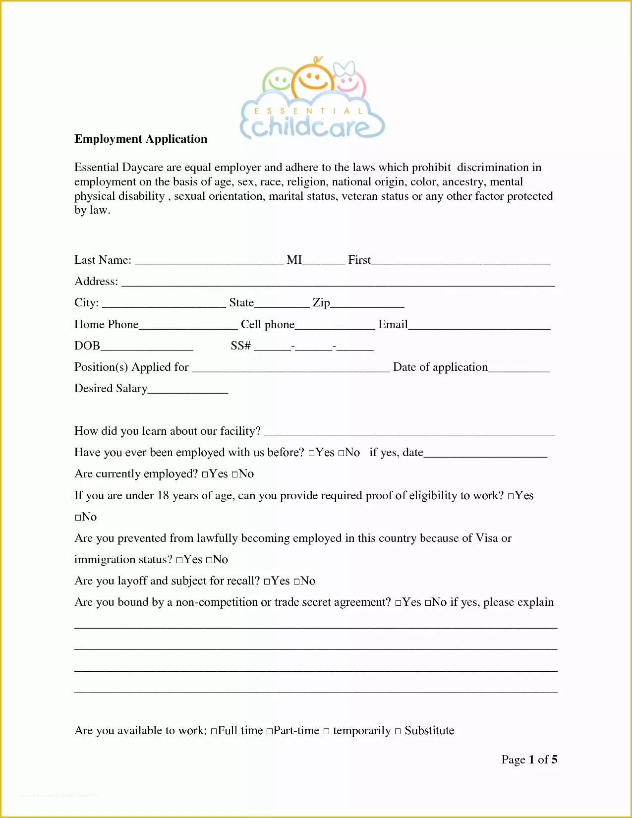 Free Salon Application Template Of Free Salon Employment Application