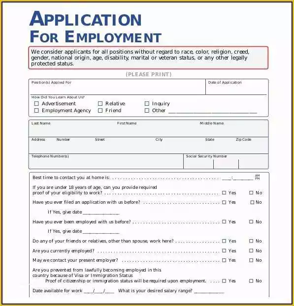 Free Salon Application Template Of Free Salon Employment Application Template Template 1