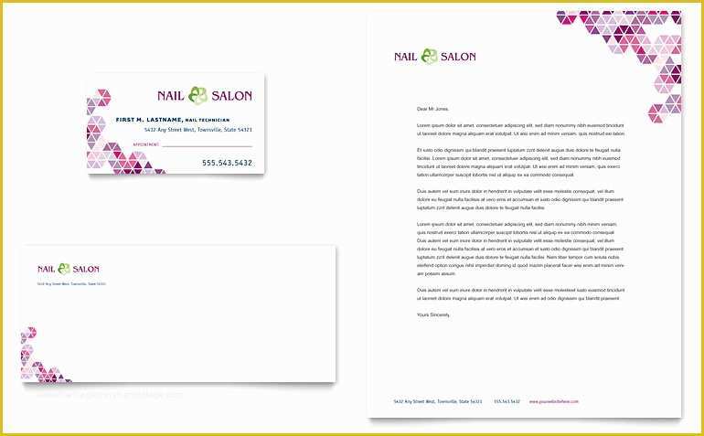 Free Salon Application Template Of Nail Salon Business Card & Letterhead Template Word