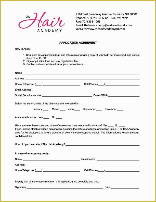 Free Salon Application Template Of Salon Booth Rental Agreement