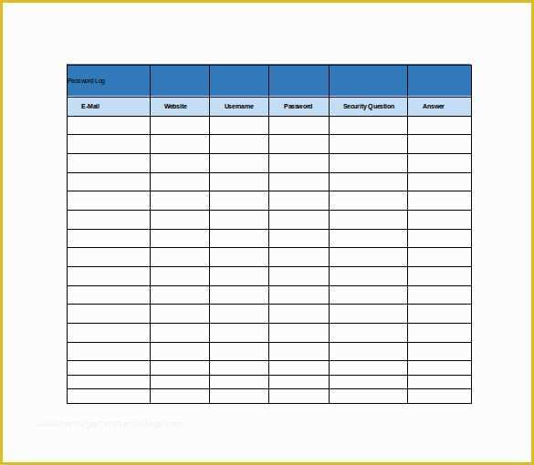 Free S&amp;op Excel Template Of 9 Password Spreadsheet Templates Free Word Excel Pdf