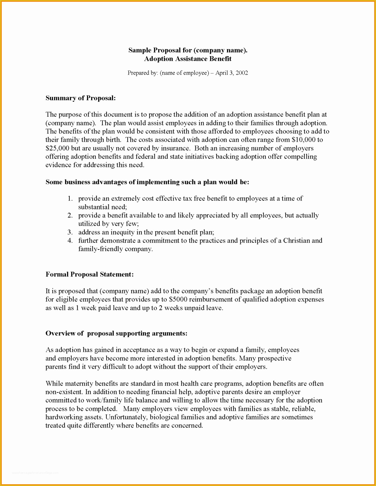 Free Sample Business Proposal Template Of Sample Business Plan Proposal