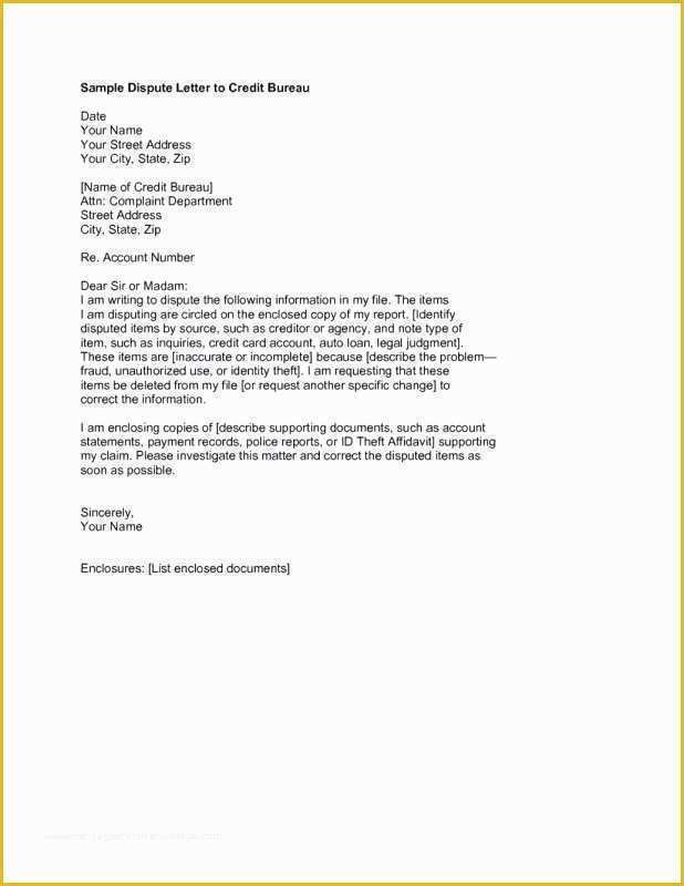 Free Sample Credit Repair Letters and Templates Of Credit Bureau Dispute Letter Pdf