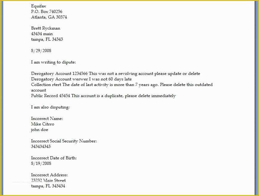 Free Sample Credit Repair Letters and Templates Of Credit Dispute Letter Pdf