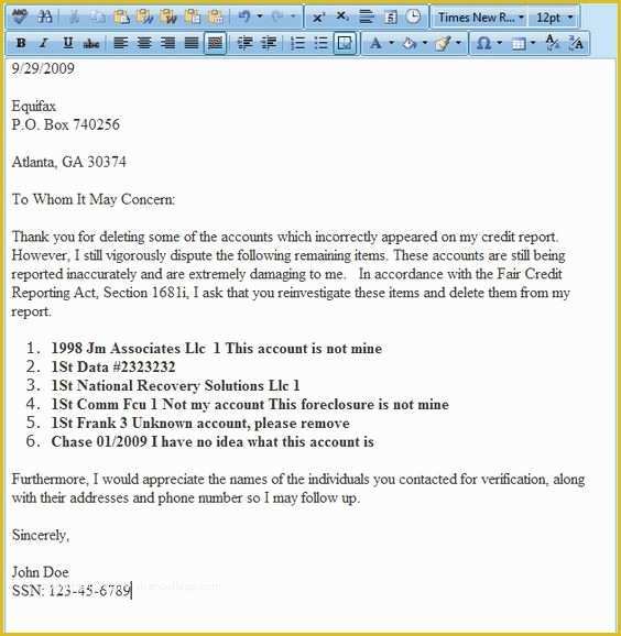 Free Sample Credit Repair Letters and Templates Of Dispute Letter Generator software for Credit Repair