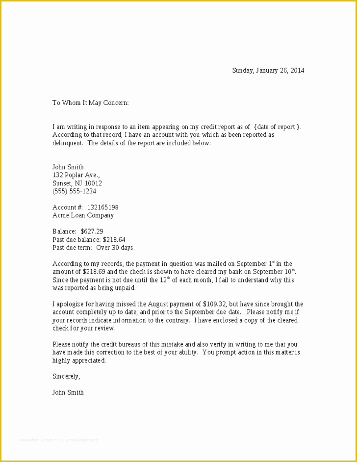 Free Sample Credit Repair Letters and Templates Of Dispute Letter to Credit Bureau Template