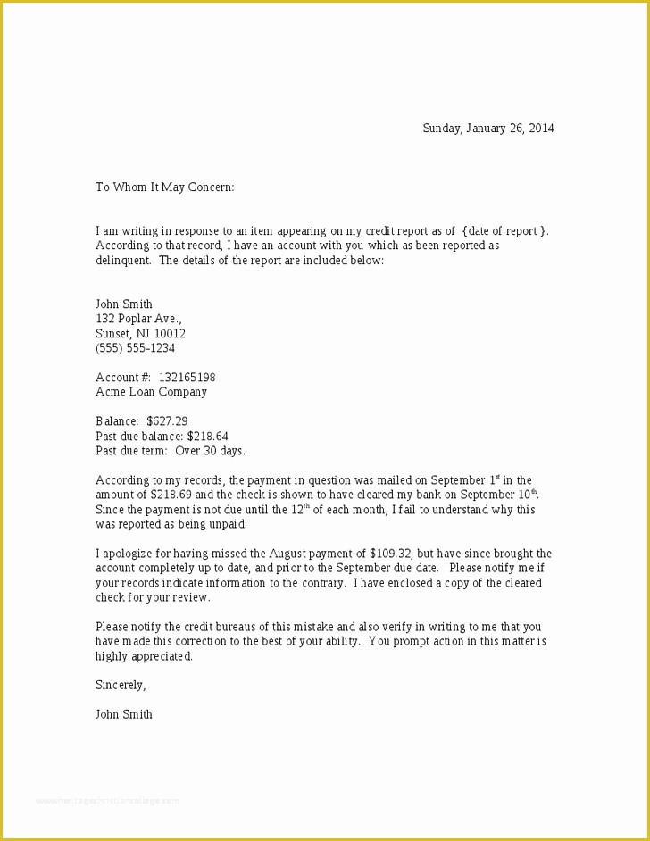 Free Sample Credit Repair Letters and Templates Of Dispute Letter to Credit Bureau Template