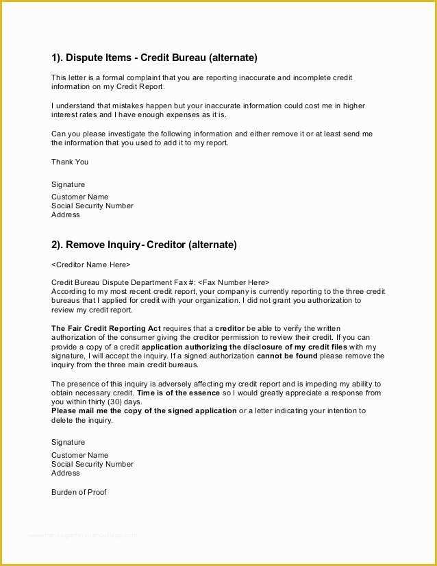 Free Sample Credit Repair Letters and Templates Of Dispute Letter to Credit Bureau Template