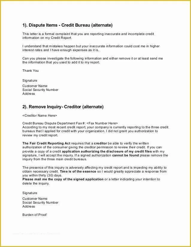 Free Sample Credit Repair Letters and Templates Of Dispute Letter to Credit Bureau Template